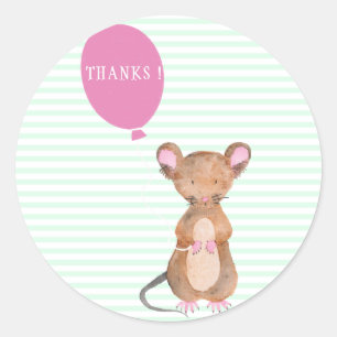 Sticker Rond Merci  Jote Woodland Mouse Baby shower / Anniversa