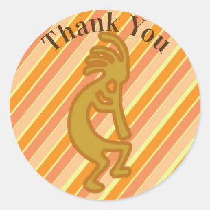 Sticker Rond Merci Kokopelli Joueur à Flûte Or Sud-Ouest