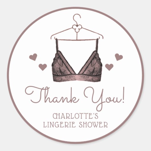 Sticker Rond Merci Lace Aquarelle Lingerie Réception de Mariage (Devant)