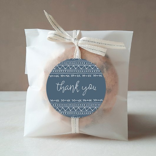 Sticker Rond Merci Lake Blue Moderne Boho
