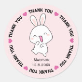 Sticker Rond Merci lapin mignon (Devant)