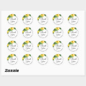 Sticker Rond Merci Lemon Citrus Baby shower d'été (Feuille)
