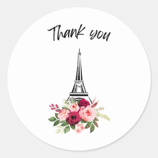Sticker Rond Merci les roses de Paris (Devant)