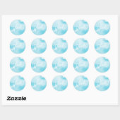 Sticker Rond MERCI lettrage moderne aquarelle bleu aqua (Feuille)
