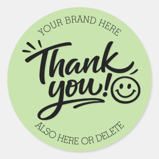 Sticker Rond « Merci ! » lettrage moderne avec smiley (Devant)