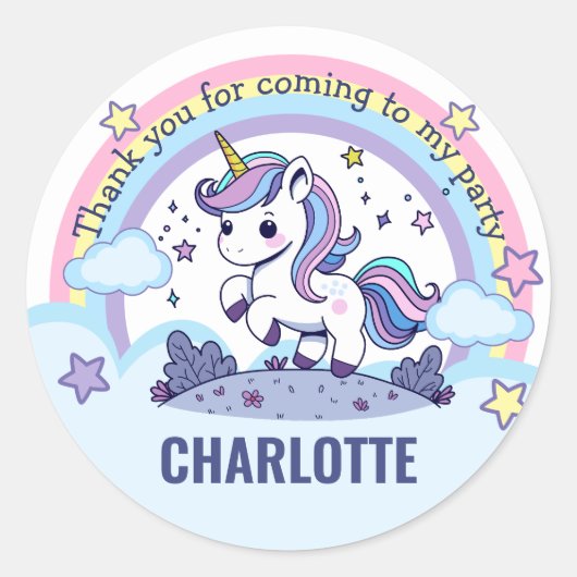 Sticker Rond Merci Licorne (Devant)
