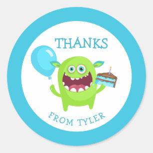 Sticker Rond Merci Little Monster Party