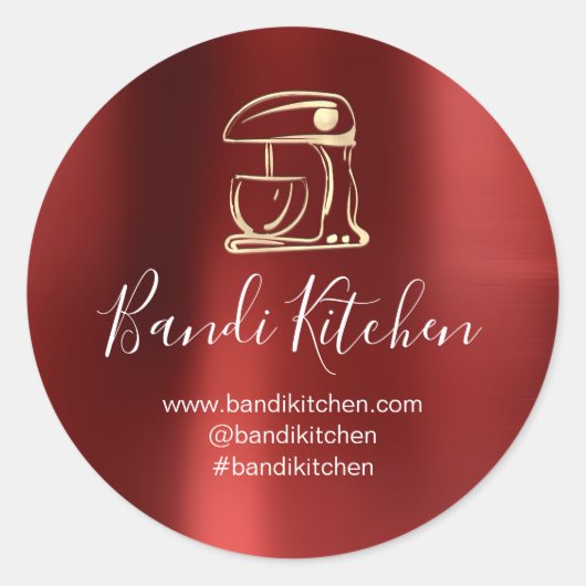 Sticker Rond Merci Logo Cuisine Cuisine Chef Gold Red (Devant)