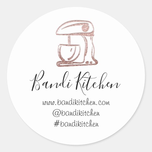 Sticker Rond Merci Logo Cuisine Cuisine Robot Chef Blanc (Devant)