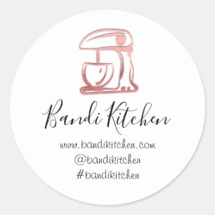 Sticker Rond Merci Logo Cuisine de cuisine mélangeur Rose rose
