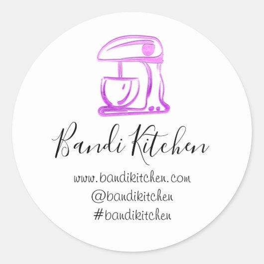 Sticker Rond Merci Logo Cuisine Mélange Cuisine rose Fuchsia (Devant)