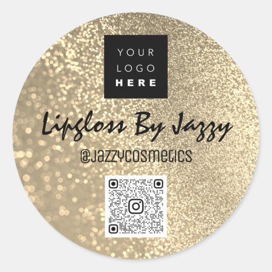 Sticker Rond Merci Logo Faux Gold QRCode pour l'emballage d'aff (Devant)