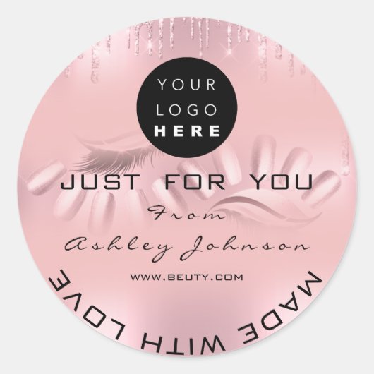 Sticker Rond Merci Logo Nails Lashes Roses Drips Ombre (Devant)