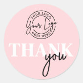 Sticker Rond Merci Logo Rose Noir (Devant)