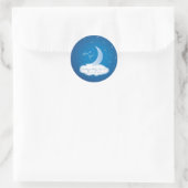 Sticker Rond Merci Lune et Etoiles Baby shower - Bleu/Blanc (Sac)