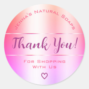 Sticker Rond Merci Luxe Rainbow Pink Ombre Gradient