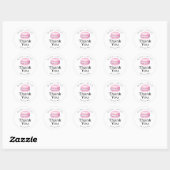 Sticker Rond Merci Macaron Rose Rustique (Feuille)