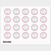 Sticker Rond Merci maison rustique Hot rose Motif chèque (Feuille)