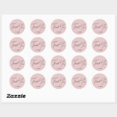 Sticker Rond Merci manuscrit minimaliste rose pâle (Feuille)