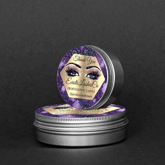 Sticker Rond Merci maquillage Artiste violet Rose Eyelashes