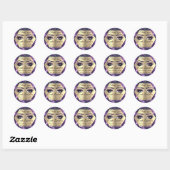 Sticker Rond Merci maquillage Artiste violet Rose Eyelashes (Feuille)