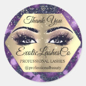 Sticker Rond Merci maquillage Artiste violet Rose Eyelashes (Devant)