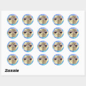 Sticker Rond Merci maquillage yeux bleu rose (Feuille)