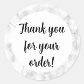 Sticker Rond Merci Marbre blanc (Devant)