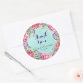 Sticker Rond Merci Mariage  à aquarelle florale (Enveloppe)
