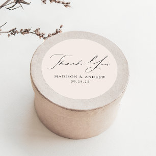 Sticker Rond Merci Mariage à crème élégante moderne