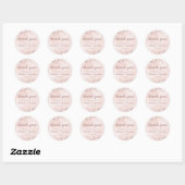 Sticker Rond Merci Mariage à huile rose et Rose (Feuille)