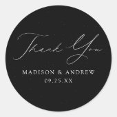 Sticker Rond Merci Mariage à script noir et blanc (Devant)