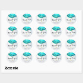 Sticker Rond Merci mariage Aquarelle Turquoise Gold Agate Géode (Feuille)