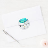 Sticker Rond Merci mariage Aquarelle Turquoise Gold Agate Géode (Enveloppe)