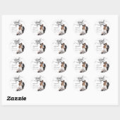 Sticker Rond Merci Mariage Black Bride Groom Aquarelle (Feuille)