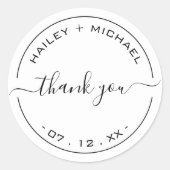 Sticker Rond Merci Mariage blanc (Devant)