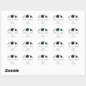 Sticker Rond Merci Mariage blanc Emerald Green Eucalyptus (Feuille)