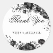 Sticker Rond Merci Mariage blanc gothique classique (Devant)