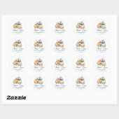 Sticker Rond Merci Mariage Blue Orange Gold Citrouilles (Feuille)