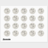 Sticker Rond Merci Mariage Boho-chic. (Feuille)
