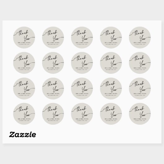 Sticker Rond Merci Mariage Boho-chic. (Feuille)