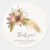 Sticker Rond Merci Mariage Brown et or (Devant)