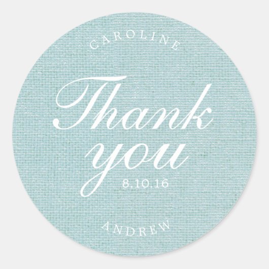 Sticker Rond Merci Mariage Burlap imprimé (Devant)