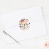 Sticker Rond Merci Mariage Chic couleur aquarelle Fleurs (Enveloppe)
