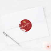 Sticker Rond Merci Mariage chinois Lotus Red (Enveloppe)