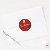 Sticker Rond Merci Mariage chinois simple et rouge (Enveloppe)