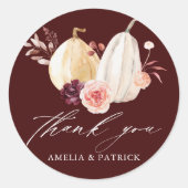 Sticker Rond Merci Mariage Citrouille de la Bourgogne (Devant)