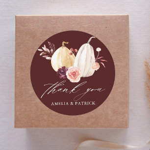 Sticker Rond Merci Mariage Citrouille de la Bourgogne