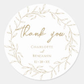 Sticker Rond Merci Mariage classique Gold Green (Devant)