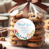 Sticker Rond Merci Mariage couleur Fleur sauvage aquarelle